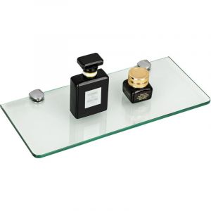 Tagère Verre Tablette Salle de Bain, Étagère d'angle Fixation Murale en Verre Transparent Trempé de 6MM, Longueur de 30CM Supports d'Étagère Douche