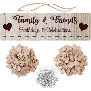 Calendrier de rappel d'anniversaire pour la famille et les amis diy Tenture murale Calendrier en bois Plaque pour cadeau d'anniversaire pour maman