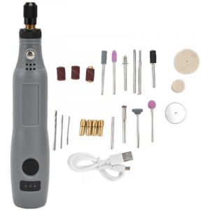 Mini perceuse électrique DC5V, 3 vitesses réglables, mini meuleuse électrique, outil de polissage, perçage, découpe et gravure, gris