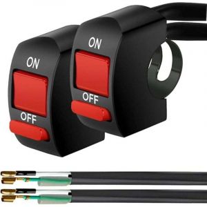 2pcs 22mm Interrupteur de Guidon,Commutateur de Guidon de Moto D&eacute;marreur Electrique Etanche Universel LED Phare On/Off