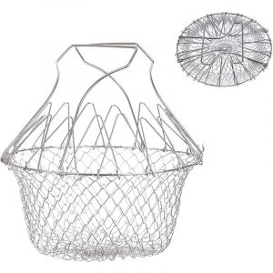 Ensoleille - Panier à Frire, Panier a Salade Tamis Cuisine Inoxydable Fry Extensible Chef Panier Cuisine