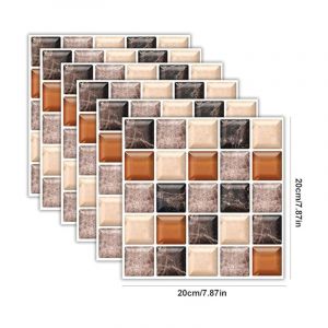 Ahlsen Stickers Carrelage 6PCS Auto Adhésif Autocollant Fond D'écran Étanche Autocollant Carreau Décor pour Cuisine Salle de Bâton Mosaïque Design de