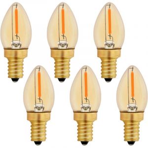 Ampoule LED C7 E12 220V, Ampoule Bougie Edison Vintage E12 0.5W Remplacement 5W, Ampoule &agrave; Filament LED E12 Ambre Ampoule D&eacute;corative Veilleuse, Blanc