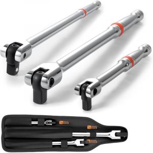 Poign&eacute;e articul&eacute;e en 3 parties pour cl&eacute; articul&eacute;e 1/2 1/4 3/8", levier articul&eacute; t&eacute;lescopique avec couple, poign&eacute;e de pouss&eacute;e avec articulation