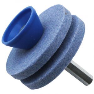 Aff&ucirc;teur de lame de tondeuse &agrave; gazon, meule d'aff&ucirc;tage d'outils de jardin, aff&ucirc;teur de remplacement d'outils de tondeuse &agrave; gazon (bleu)