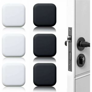 Jalleria - Butoir de porte mural grand 6 pi&egrave;ces tampon de porte autocollant en caoutchouc blanc/noir 45mm&times;45mm tampon de poign&eacute;e de porte tampon