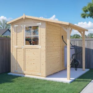 Abri de jardin bois Bertilo 12mm Tonio 1 avec toit en appentis 2,94m&sup2; naturel
