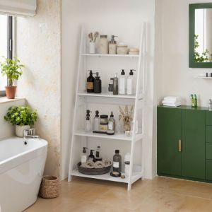 &Eacute;tag&egrave;re &Eacute;chelle, Pr&eacute;sentoir &agrave; Livres, &Eacute;tag&egrave;re &agrave; 4 Niveaux, &Eacute;tag&egrave;re de Rangement sur Pied pour Salle de Bain, &Eacute;tag&egrave;re Ouverte pour Bureau &agrave; Domicile,