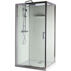 Jamais utilise] Paroi de Douche avec Panneaux de Fond en Verre Blanc Alterna Concerto 2 Porte Coulissante 100x80cm - 6683164-6683172