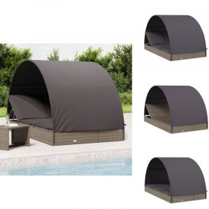 Vidaxl - Transat 2 places avec toit rond gris 211x112x140 cm - Transat - Salon De Jardin - Mobilier De Jardin - Chaises Longues - Bain De Soleil