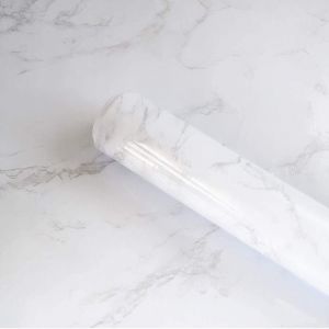 40cm X 300cm Papier Adhesif pour Meuble Marbre Papier Peint Autocollant Gris Blanc Vinyle Film Auto Adh&eacute;sif Imperm&eacute;able Cuisine Salle de Bain Meubles