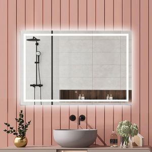 Biubiubath Miroir de salle de bain 120x70cm Miroir Lumineux Tricolore + Dimmable + M&eacute;moire + Anti-Bu&eacute;e, CE IP44
