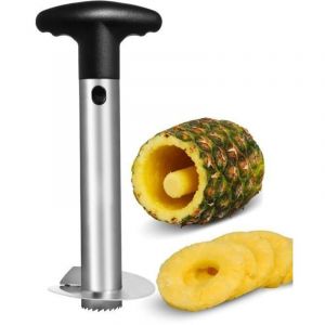 Coupe-ananas, vide-ananas avec lame en acier inoxydable de qualit&eacute; alimentaire et poign&eacute;e en ABS, &eacute;plucheur d'ananas, 24 cm, noir