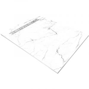 Receveur r&eacute;sine 120 x 80 cm imitation marbre blanc - grille caniveau excentr&eacute;e