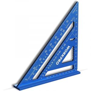 WORKPRO Equerres à Chevron 180 mm, Traçage, Equerre de Charpentier Triangulaire en Alliage d'Aluminium, Equerre Menuisier pour Bricolage, Outillage,