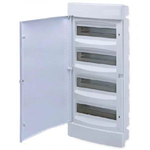 Tehnoplast - Tableau électrique encastre 4 rangées 52 modules avec porte pleine en blanc + borniers Phase -Neutre-Terre