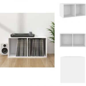 Bo&icirc;te de rangement vinyles Blanc 71x34x36 cm Bois d'ing&eacute;nierie - Bo&icirc;te De Rangement Vinyle - Meuble Rangement Disque Vinyle - Rangement Lp - Coffret