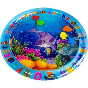 Tapis de jeu aquatique - Tapis de jeu d'activité pour les tout-petits 3 6 9 mois - Cadeau sensoriel pour bébé pour filles et garçons, dauphin rond