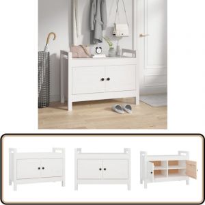 Banc d'entrée Blanc 80x40x60 cm Bois de pin massif - Banc D'entrée - Banc Coffre - Meuble D'entrée - Rangement Intérieur - Banc Design