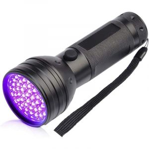 Lampe torche UV 51 LED, lampe torche UV avec lumi&egrave;re noire, lampe torche UV puissante, lampe torche UV &agrave; lumi&egrave;re noire (noire)