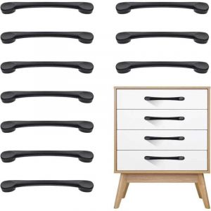 Poignee de Meuble Cuisine, Poign&eacute;e Meuble, 10 Pi&egrave;ces M&eacute;tal Noir Poignet de Porte Cuisine Antirouille pour Placards Tiroir Porte (Distance des Trous