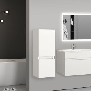 Aica Sanitaire - 30(L)x30(P)x83(H)cm meuble salle de bain blanc meuble colonne salle de bain à suspendre