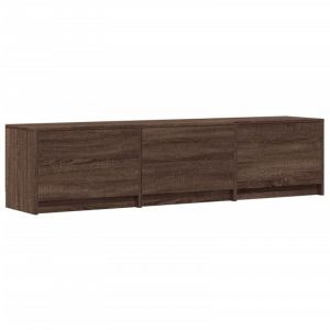 Meuble TV multimédia étagère télévision buffet téléviseur salle à manger salon chambre avec LED chêne 165 x 34 x 40 cm bois d'ingénierie brun