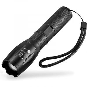 Lampe Torche LED Ultra puissante XML-T6 Lampe Torche Militaire utilisable pour v&eacute;lo ou randonn&eacute;es et 5 Modes Dont Flash Anti-agression, zooms et