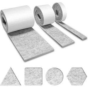 3 Rouleaux Feutrine Autocollante (100cmx10cm, 100cmx5cm, 100cmx2cm), Patin Feutre, Patins Feutres pour Meubles, Bande de Protection Autocollante