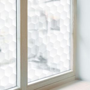 Film D&eacute;poli pour Fen&ecirc;tre 50x100 cm Adh&eacute;sif D&eacute;coratif PVC Protection Coll&eacute;s sur le Verre Vitrail pour Chambre Cuisine Salle de Bain Mosa&iuml;que blanche