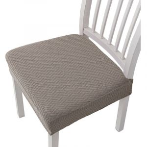 Lot de 10 housses de chaise de salle &agrave; manger en jacquard amovibles et lavables - Housse de chaise extensible taupe, pour h&ocirc;tel et maison