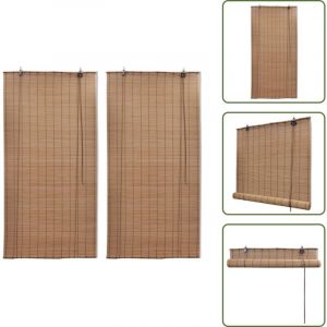 Stores roulants en bambou 2 pcs Marron 120x220 cm - Stores V&eacute;nitiens - Stores En Bois - D&eacute;coration Int&eacute;rieure - Rideaux Occultants - Bambous