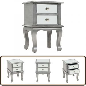 Vidaxl - Table de chevet miroir mdf et verre 34,5 x 30 x 50 cm - Table De Chevet - Meuble De Chambre - Table Nuit - Table Miroitier - Mobilier Moderne