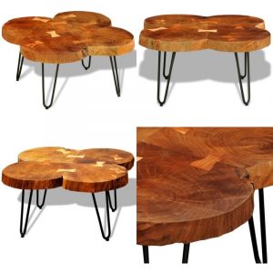 Vidaxl - Table basse 35 cm 4 troncs Bois - Table Basse - Meuble Salon - Table D'appoint - Table Ronde - Style Exotique - Home & Living