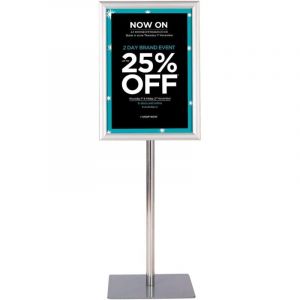 COSTWAY Porte Affiche sur Pied A3, Pr&eacute;sentoir sur Pied Rotation 360 Degr&eacute;s, Hauteur R&eacute;glable 78,5-123 cm, Cadre en Alliage d'Alu, Tube en Acier INOX,