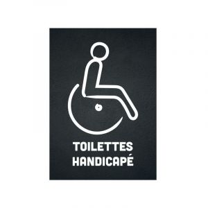 Panneau pvc 'toilettes handicapé' fond noir format A5