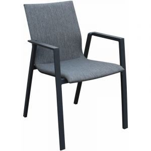 Magazzini Cosma - Chaise de fauteuil ext&eacute;rieur avec structure en aluminium et si&egrave;ge dans un lagon rembourr&eacute; Textilene Black - Black