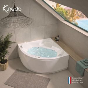 Kinedo - Baignoire Balneo Angle - Avantage -140 x 140 cm - Fabrication fran&ccedil;aise - Avec tablier
