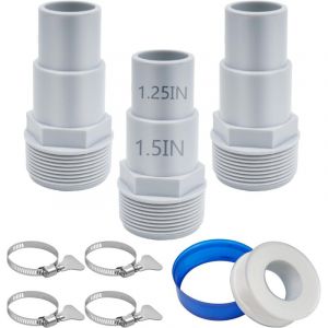 3 Pi&egrave;ces Adaptateur Tuyau Piscine, Raccord Tuyau Piscine 32mm et 38 mm, Accessoires de Piscine avec 4 Colliers Serrage, pour Pompe de Vidange de