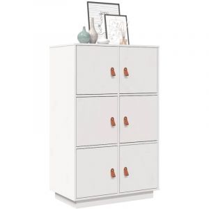 Buffet haut, Enfilade, Armoire de cuisine Blanc 67x40x108,5 cm Bois massif de pin WFE240679 design in