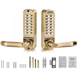 VEVOR Serrure a Code Mecanique a 14 Touches, Serrure de Porte deEntree Sans Cle a Clavier Mecanique, avec Poignee, Double Face, en Acier Inoxydable,