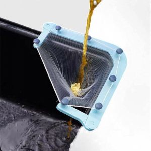 Passoire d'&eacute;vier multifonctionnelle, passoire triangulaire pliable avec sac filtrant, passoire d'angle pour &eacute;vier de cuisine (1 support + 50 sacs