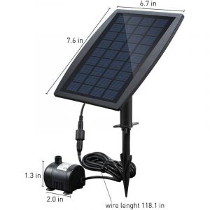 Pompe à eau solaire sans brosse pour bassin Pompe à eau solaire pour fontaine avec panneau solaire 9V 2.5W 200L / h.