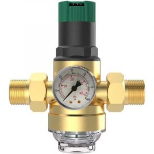 Réducteur de pression d'eau 3/4" DN20 avec manomètre et filtre à tamis en laiton, régulateur de pression, soupape de surpression, réducteur de