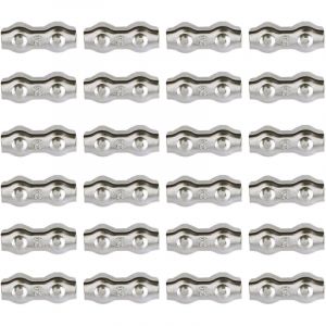 Serre-c&acirc;ble , Serre Cable Acier 3mm 24 Pi&egrave;ces Serre C&acirc;bles Duplex Pince de C&acirc;ble Acier inoxydable 304 D'agrafe de C&acirc;ble,C&acirc;ble Poign&eacute;es pour 2mm C&acirc;ble