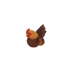 Statuette de poule &agrave; accrocher sur barri&egrave;re en polyr&eacute;sine - Orange - L 21,8 x l 12,5 x H 17,1 cm - Livraison gratuite
