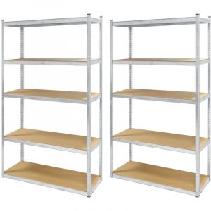 Oxeo - Lot de 2 étagères métal xxl grand modèle - Hauteur 2M20 Largeur 1m20 - charges très lourdes - 5 plateaux - 1325 Kg