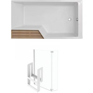 Jacob Delafon - Pack baignoire bain douche 170 x 90 Neo version droite + pare bain chrom&eacute;