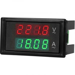 Trywise Voltm&egrave;tre-amp&egrave;rem&egrave;tre num&eacute;rique 80-300 V CA 100 A avec double affichage LED vert/rouge et transformateur de courant