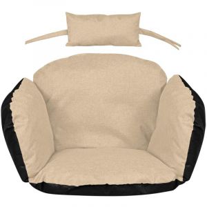 Coussin de jardin 112x113 cm pour fauteuil suspendu, nid de cigogne, imperm&eacute;able, beige
